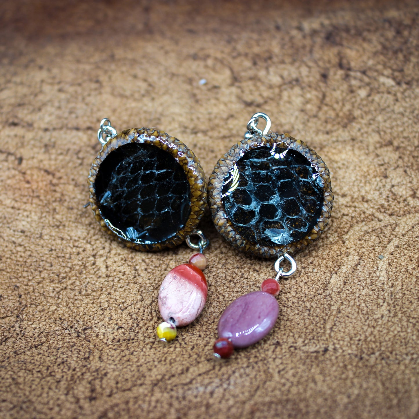 Acorn Sanke Skin Earrings | Mookaite Meadows
