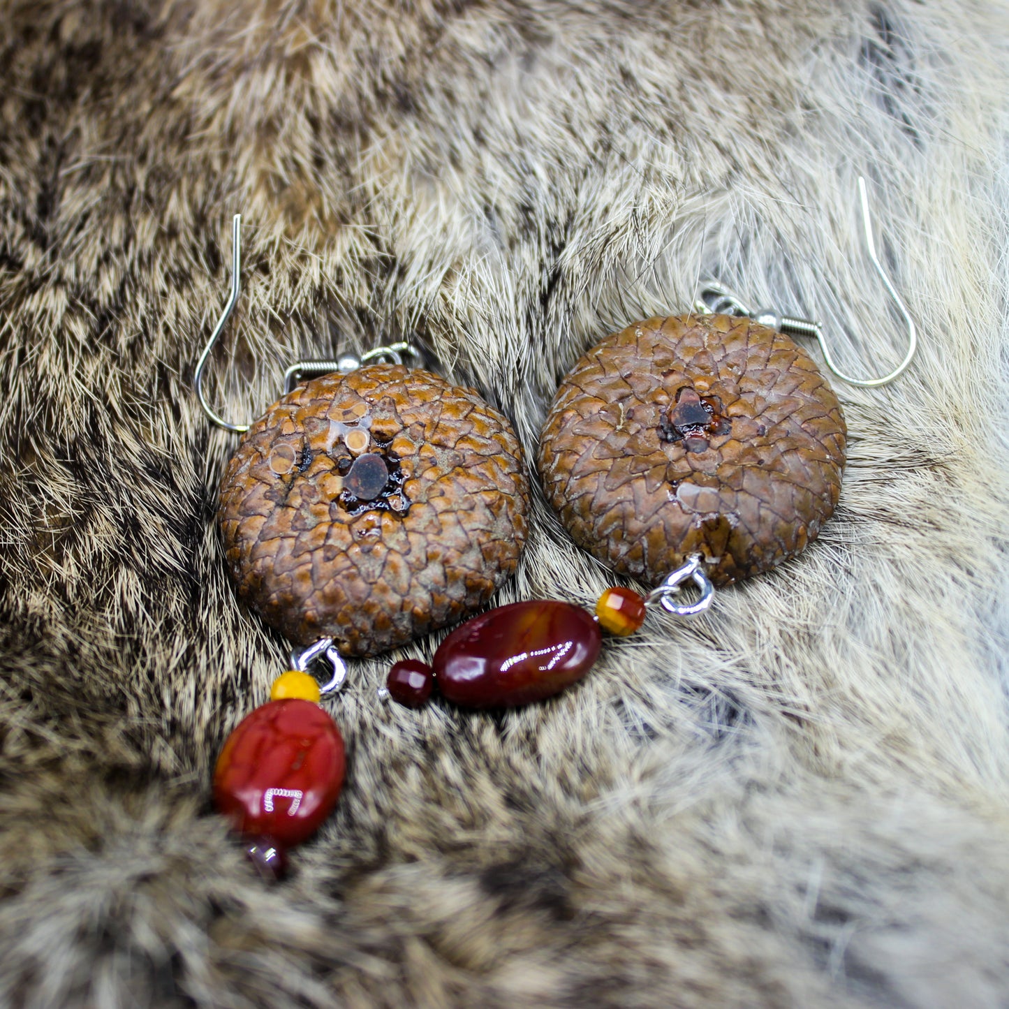 Acorn Sanke Skin Earrings | Mookaite Meadows