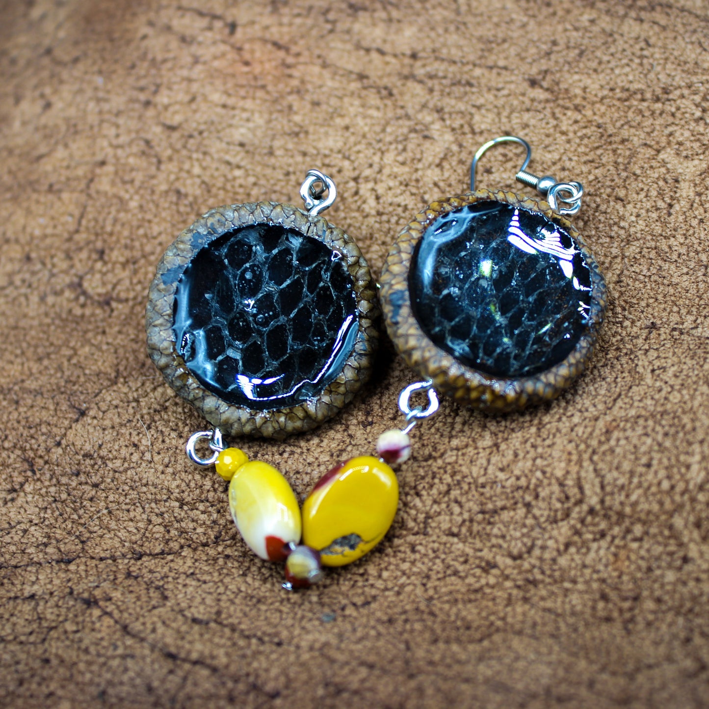 Acorn Sanke Skin Earrings | Mookaite Meadows