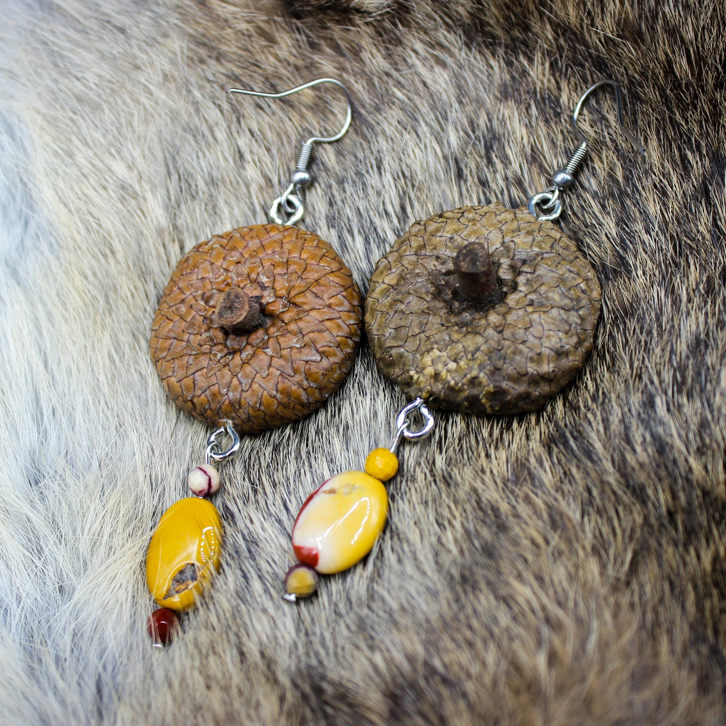 Acorn Sanke Skin Earrings | Mookaite Meadows
