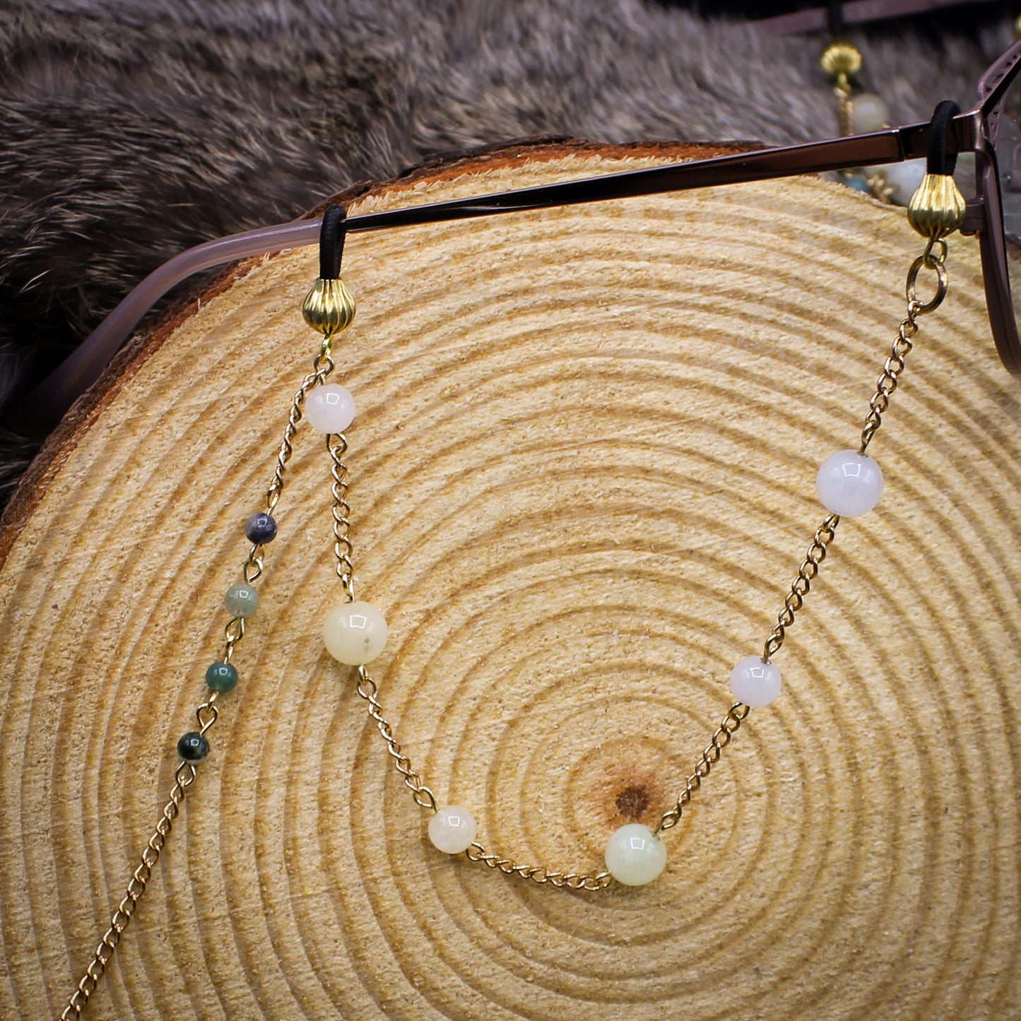 Quartz & Moss Agate | Glasses Chain