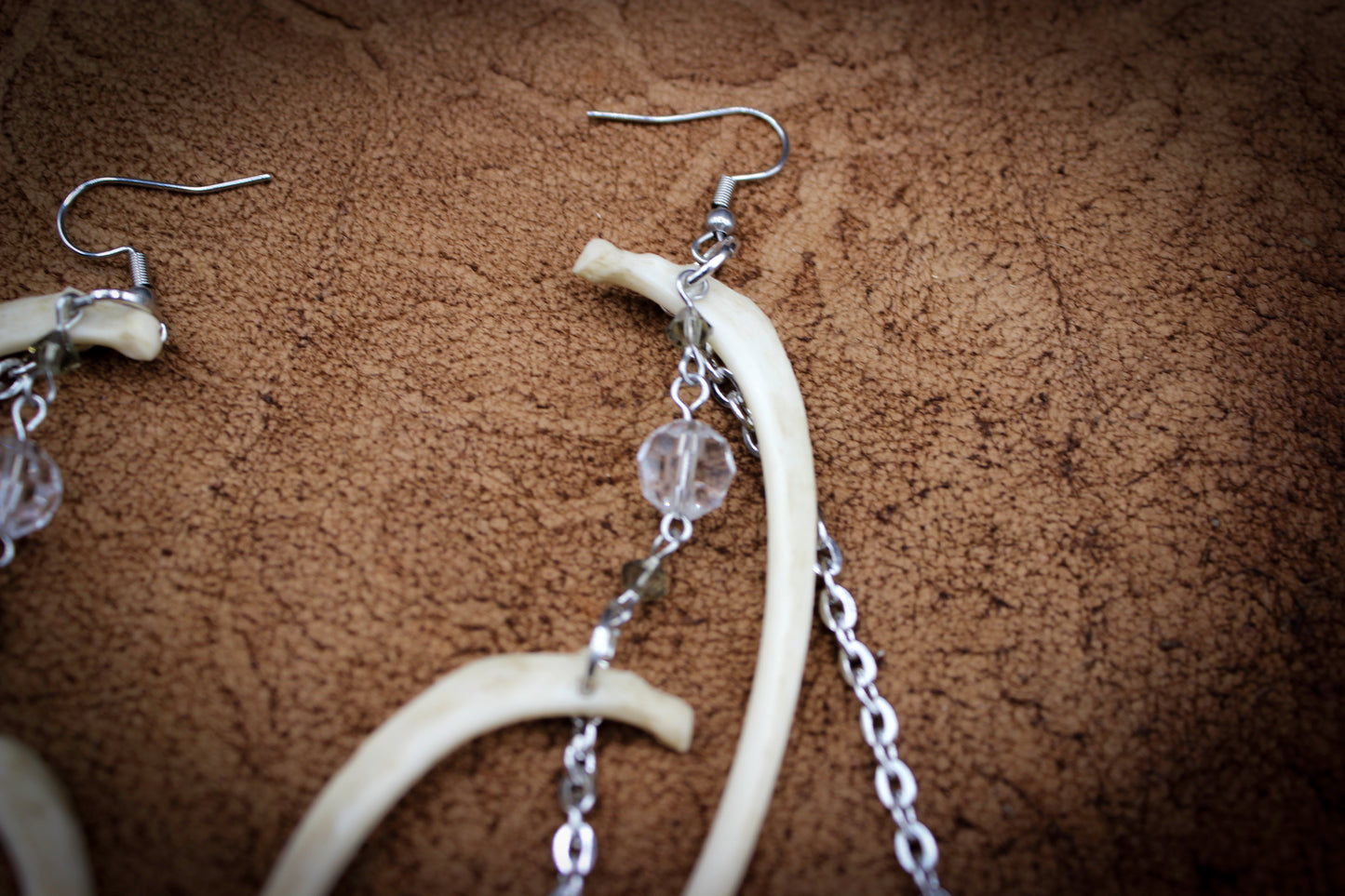 Bone & Crystal Earrings | Real Rib Bones