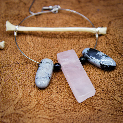 Rose Quartz & Bone Hoops | Leg Bone | Gothic Beauty Collection