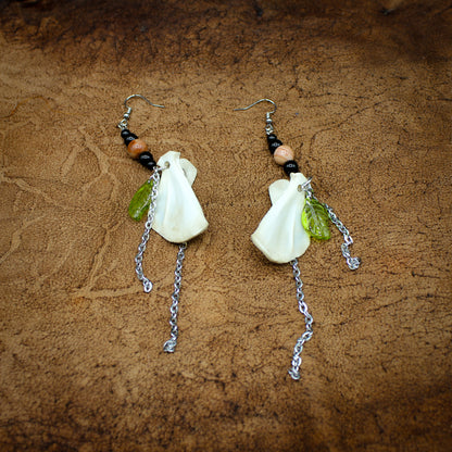Bone & Leaf Earrings | Shoulder Blade | Gothic Beauty Collection