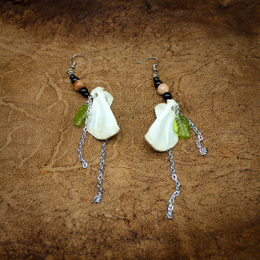 Bone & Leaf Earrings | Shoulder Blade | Gothic Beauty Collection