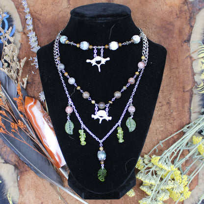 Vertebra & Leaf Choker | Layered Necklace | Gothic Beauty Collection