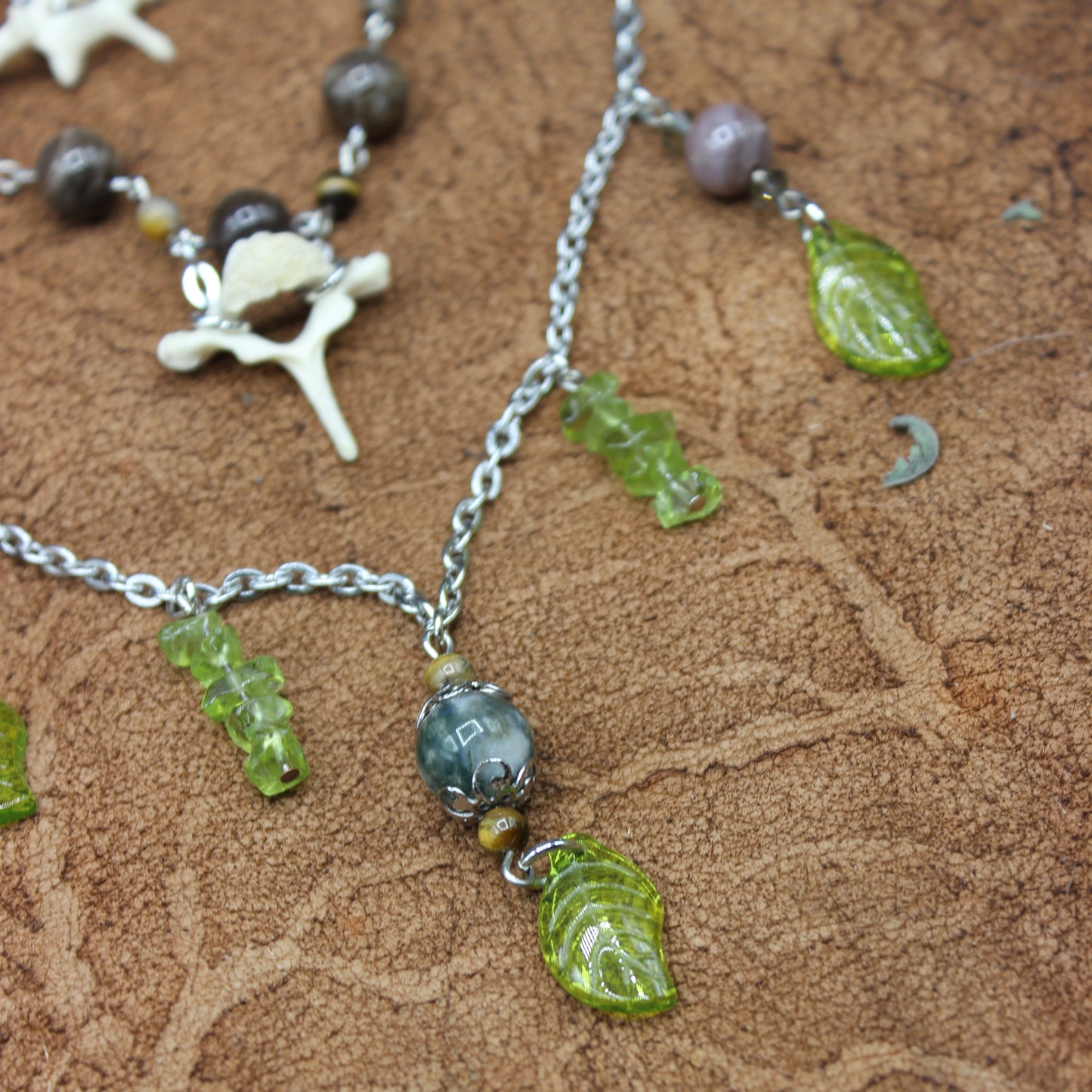 Vertebra & Leaf Choker | Layered Necklace | Gothic Beauty Collection