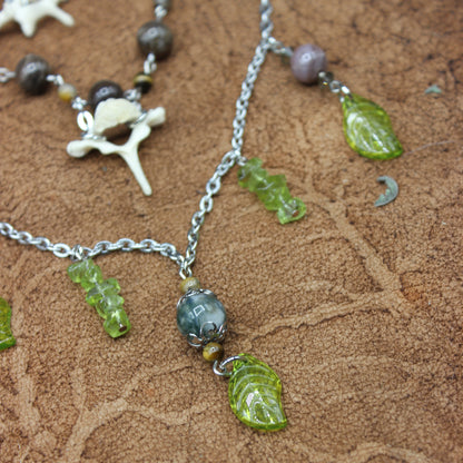 Vertebra & Leaf Choker | Layered Necklace | Gothic Beauty Collection