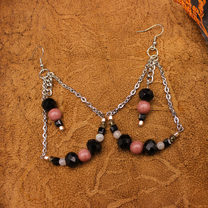 Coyote Teeth & Natural Stone | Layered Necklace & Earring Set | Gothic Beauty Collection