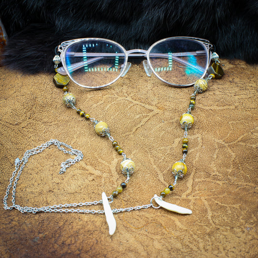 Tiger's Eye & Coyote Teeth | Glasses Chain