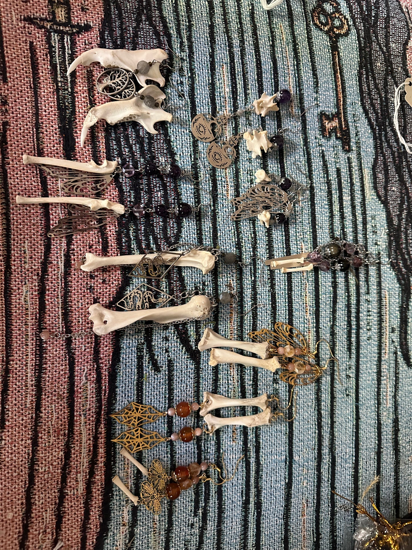 Bone Earrings | Real Bone | Natural Stone | Stainless Steal Charms