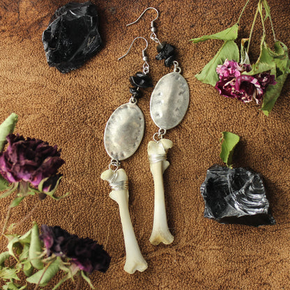 Medium Bone Earring | Obsidian Rose Collection