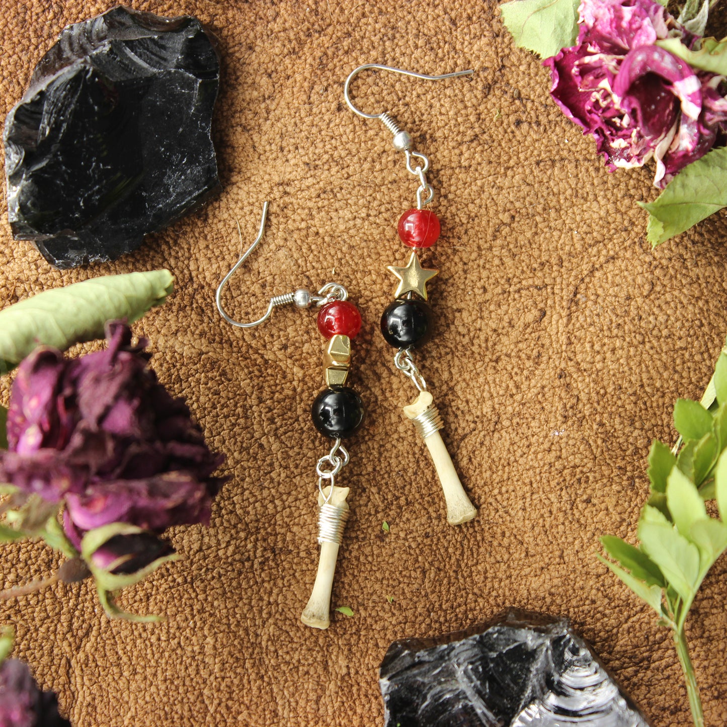 Small Bone Earring | Obsidian Rose Collection