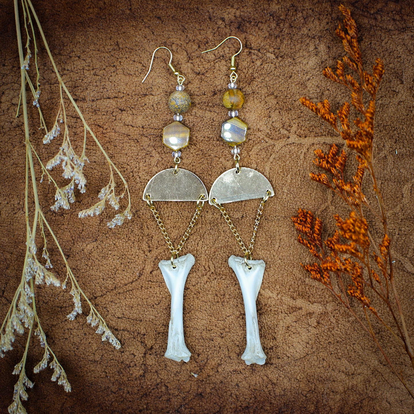 Real Bone Earrings | Medium Bone Jewelry | Tiger's Collection